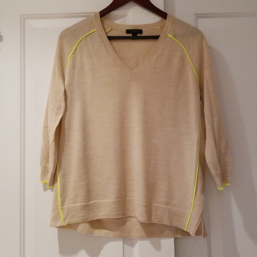 J.Crew wool sweater with yellow piping
